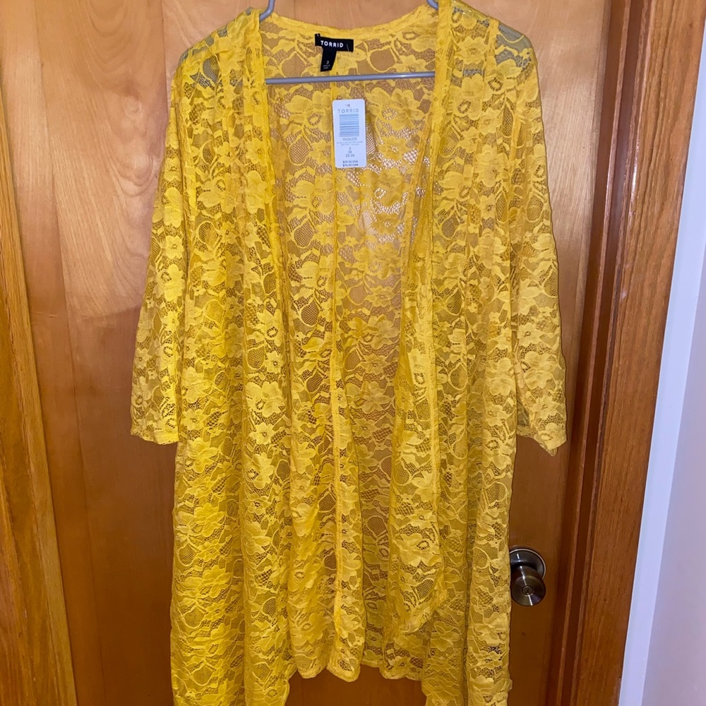 Yellow lace cardigan Torrid 3X